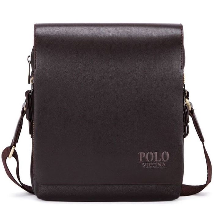 Мужская темно-коричневая сумка через плечо Polo 8802-1 купить недорого в Ты Купи