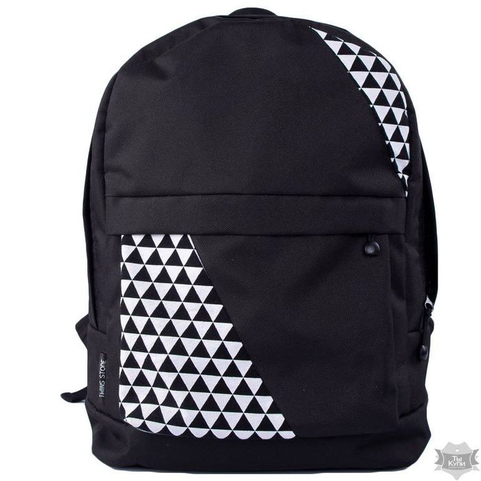 Городской черный рюкзак с треугольниками mini TWINS STORE Р4 купить недорого в Ты Купи