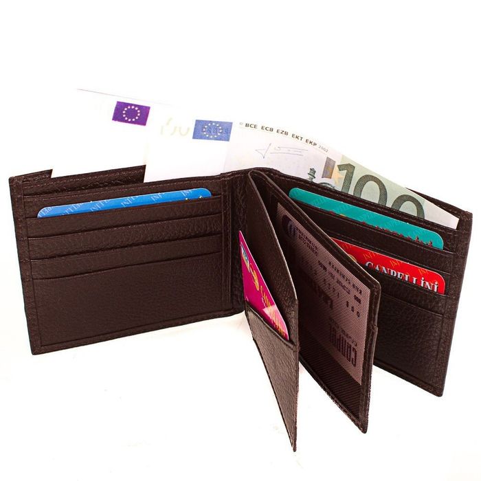 Чоловічий коричневий шкіряний гаманець CANPELLINI кишеньковий купити недорого в Ти Купи