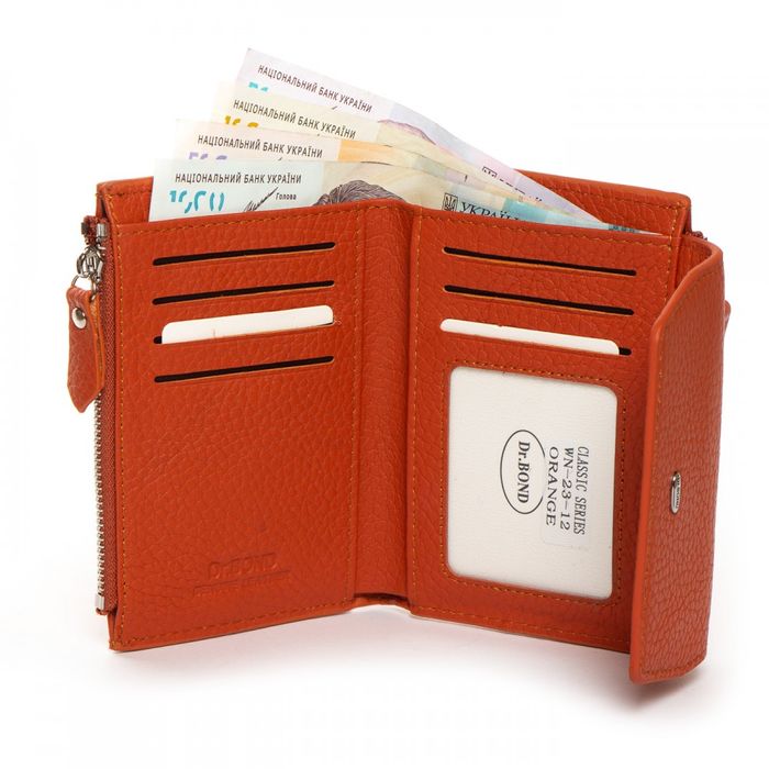 Шкіряний жіночий гаманець Classik DR. BOND WN-23-12 orange купити недорого в Ти Купи