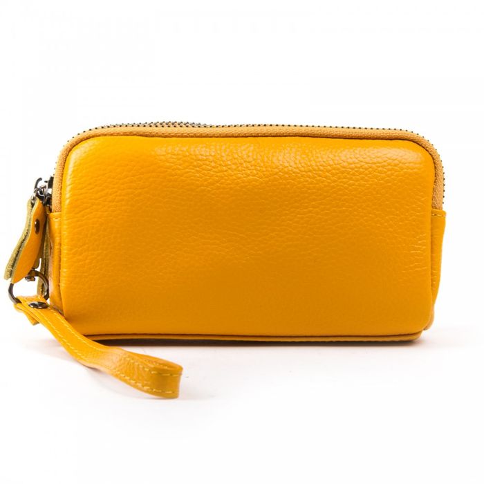 Жіноча шкіряна косметичка Cosmetic bag 6002-9 yellow купити недорого в Ти Купи
