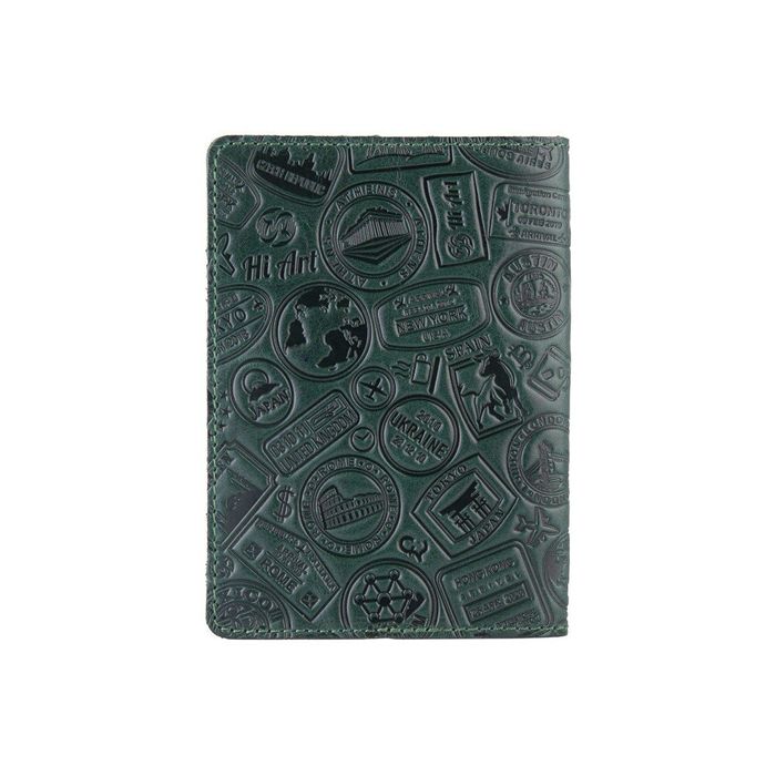 Шкіряна обкладинка на паспорт HiArt PC-01 Crystal Green Let's Go Travel Зелений купити недорого в Ти Купи