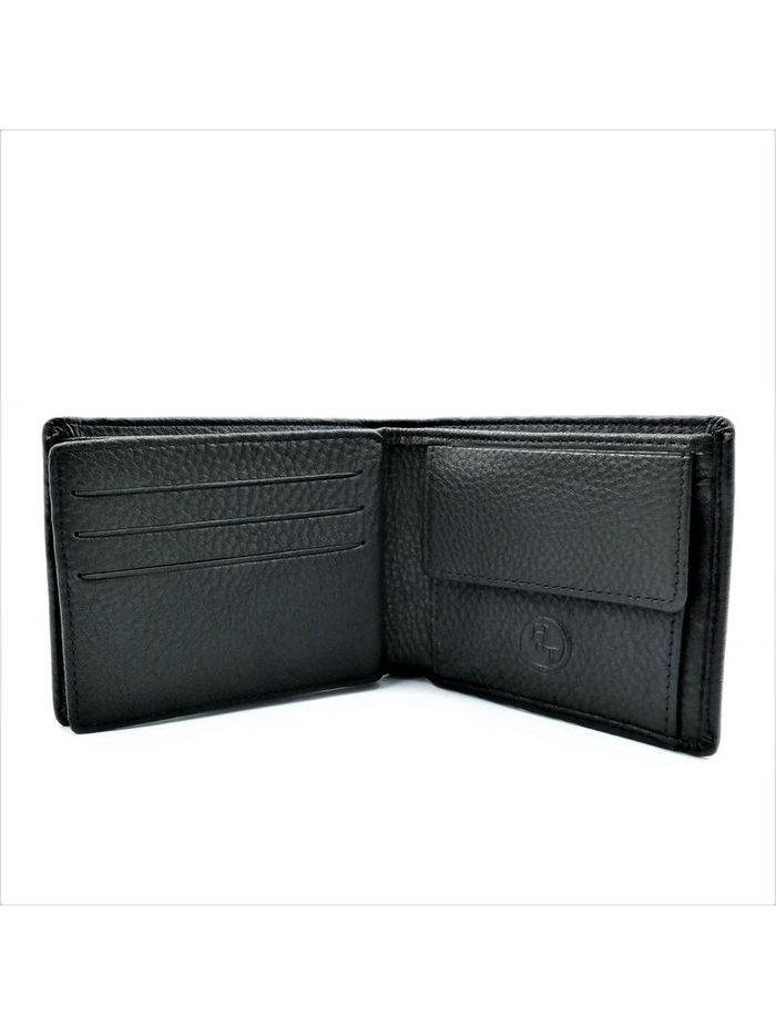 Чоловічий шкіряний гаманець Weatro 11 х 9 х 3 см Чорний wtro-1123 купити недорого в Ти Купи