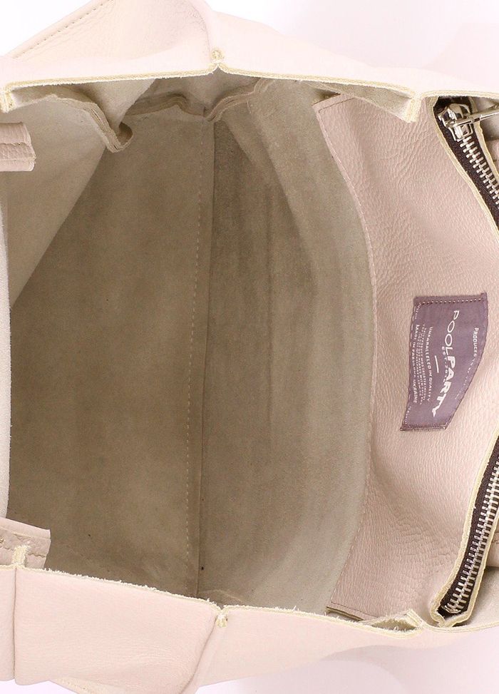 Велика жіноча сумочка Poolparty з натуральної шкіри бежева купити недорого в Ти Купи