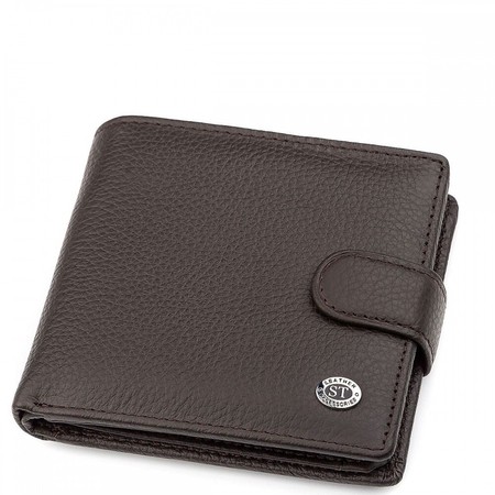 Чоловічий шкіряний гаманець ST Leather 18347 (ST153) Темно-коричневий купити недорого в Ти Купи