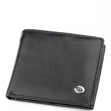 Чоловічий шкіряний гаманець ST Leather 18305 (ST159) Чорний купити недорого в Ти Купи