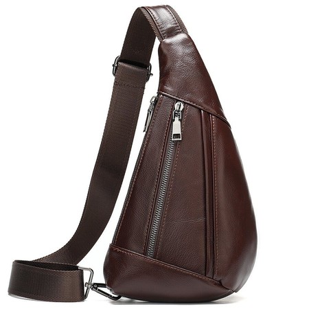 Кожаная коричневая сумка-слинг Vintage 14737 купить недорого в Ты Купи