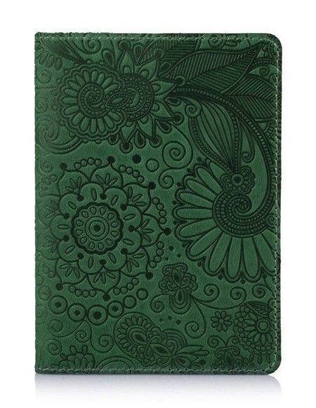 Шкіряна обкладинка на паспорт HiArt PC-01 7 Mehendi Art зелений Зелений купити недорого в Ти Купи