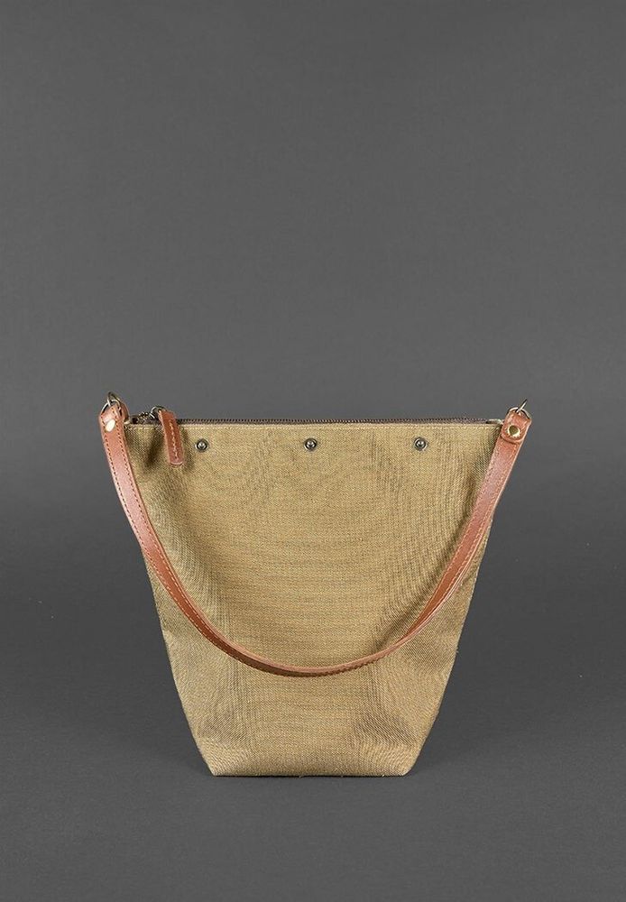 Шкіряна плетена жіноча сумка BlankNote Пазл M світло-коричнева Krast BN-BAG-32-K купити недорого в Ти Купи