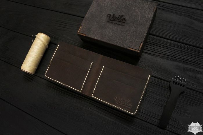 Чоловічий шкіряний гаманець ручної роботи VOILE vl-mw1-brn-beg купити недорого в Ти Купи