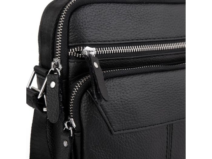 Шкіряна чоловіча сумка над чорним плечем сумка A25F-1436A купити недорого в Ти Купи