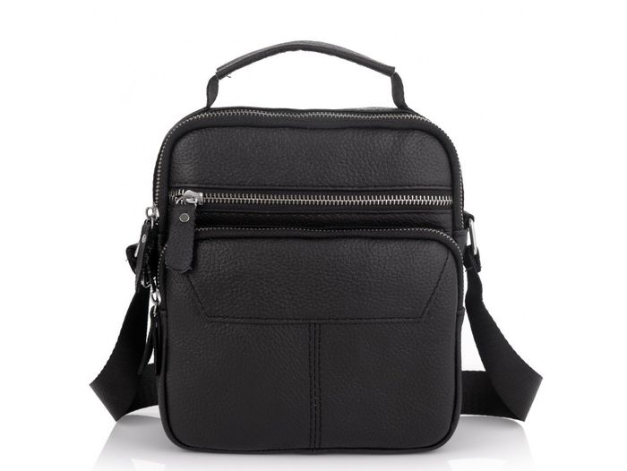 Кожаная мужская сумка через плечо черная Tiding Bag A25F-1436A купить недорого в Ты Купи