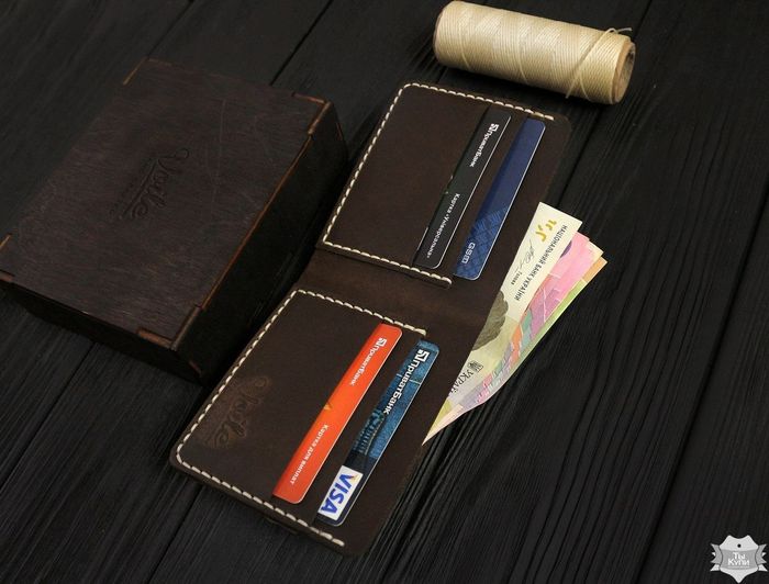 Мужской кожаный бумажник ручной работы VOILE vl-mw1-brn-beg купить недорого в Ты Купи