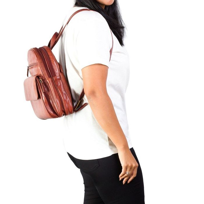 Жіночий шкіряний коричневий рюкзак Visconti 01433 Gina (Brown) купити недорого в Ти Купи