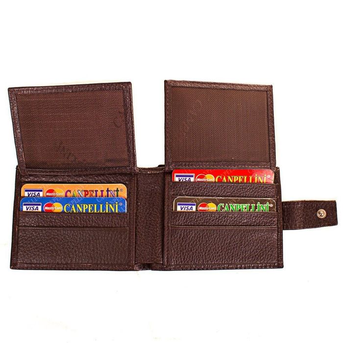 Чоловічий шкіряний гаманець CANPELLINI коричневий кишеньковий купити недорого в Ти Купи