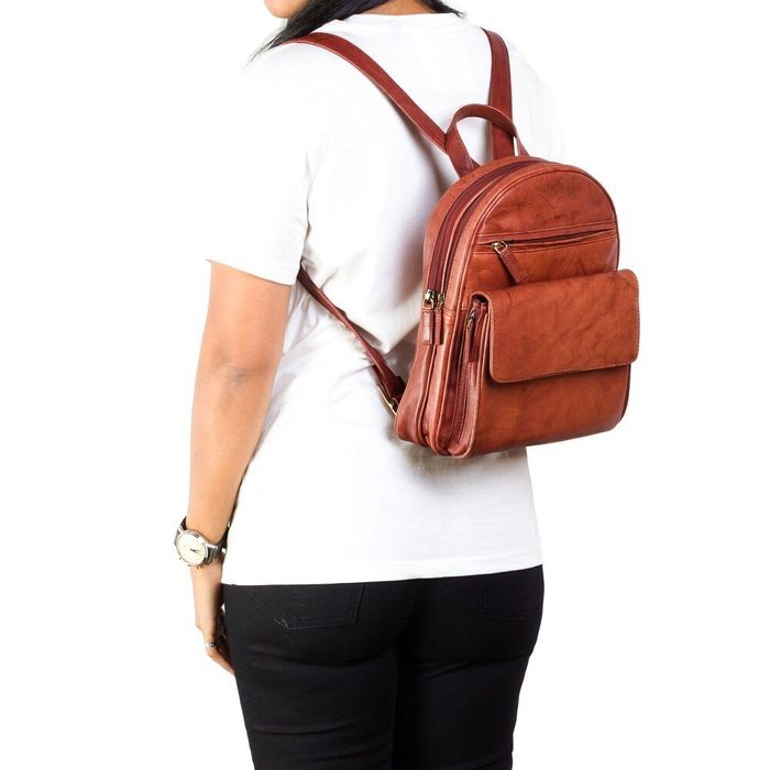 Женский кожаный коричневый рюкзак Visconti 01433 Gina (Brown) купить недорого в Ты Купи