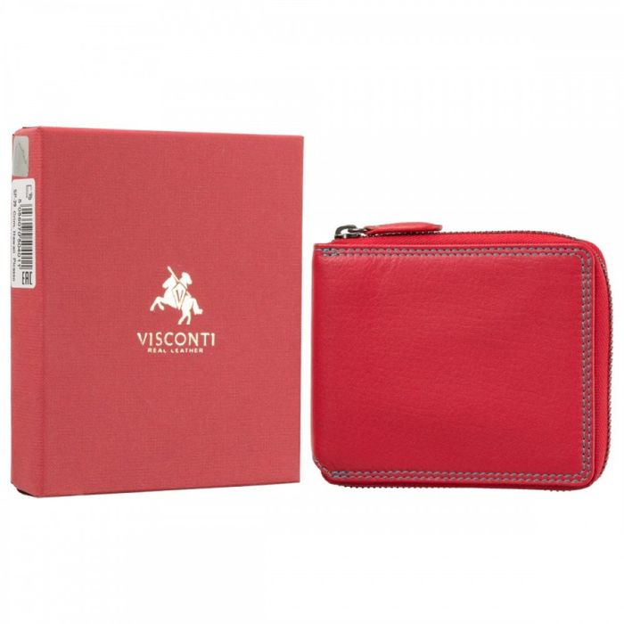 Женский кожаный кошелек с RFID защитой Visconti SP29 Picasso (Red Hawaii) купить недорого в Ты Купи