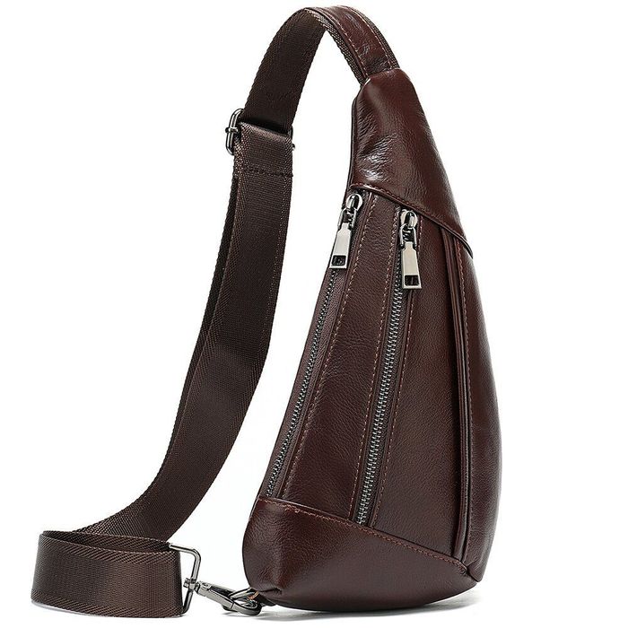 Шкіряна коричнева сумка-слінг Vintage 14737 купити недорого в Ти Купи