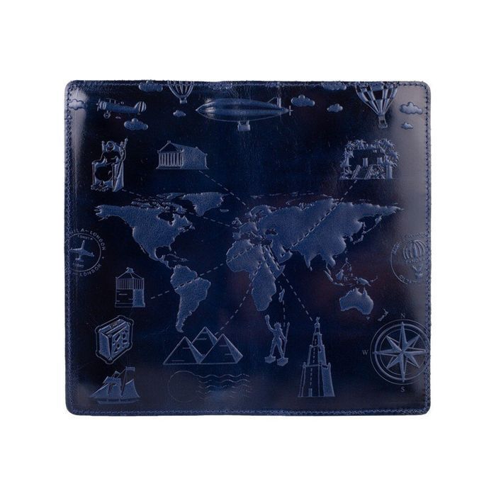 Кожаное портмоне Hi Art WP-05 Crystal Blue 7 Wonders of the World Синий купить недорого в Ты Купи