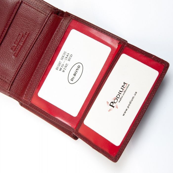 Женский кожаный кошелек Bright DR. BOND WS-36 wine red купить недорого в Ты Купи