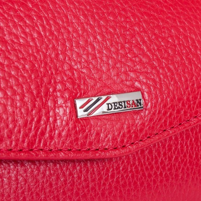 Жіночий червоний шкіряний гаманець DESISAN SHI113-4-1FL купити недорого в Ти Купи