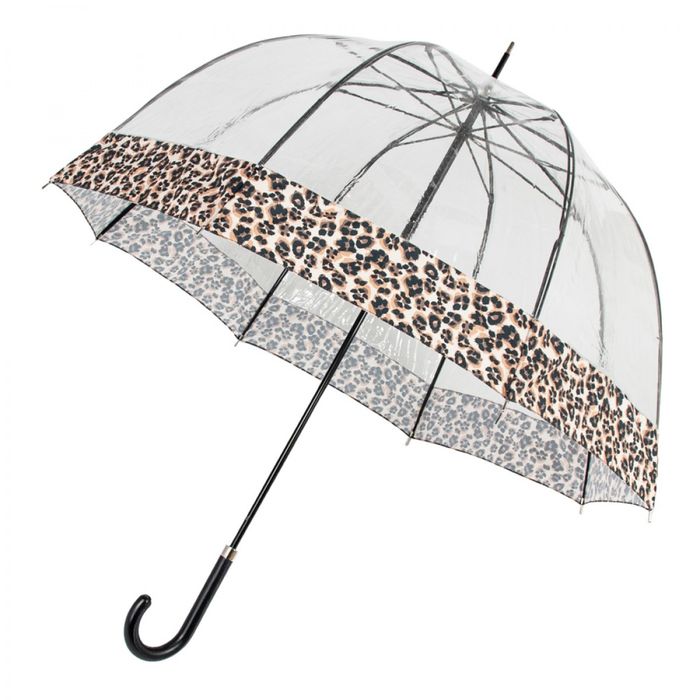 Женский механический зонт-трость Fulton L866 Birdcage-2 Luxe Natural Leopard (Леопард) купить недорого в Ты Купи