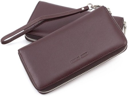 Кожаный женский кошелек с ремешком Marco Coverna MC-7003-8 (JZ6690) коричневый купить недорого в Ты Купи