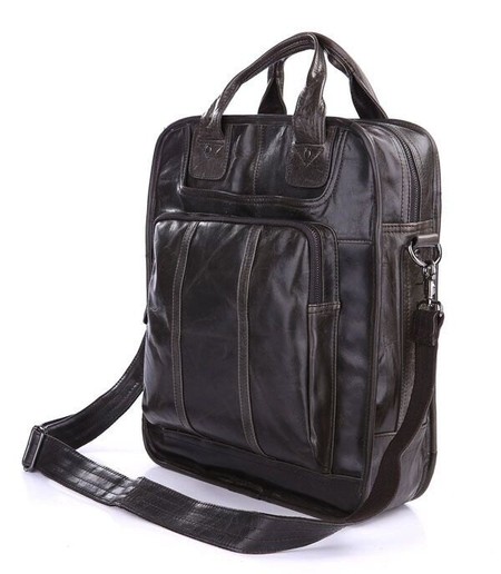 Мужская кожаная сумка-рюкзак John McDee jd7168j Темно-коричневый купить недорого в Ты Купи