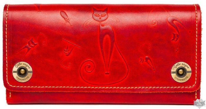 Жіночий гаманець ручної роботи Gato Negro Alfa Big Catswill червоний купити недорого в Ти Купи