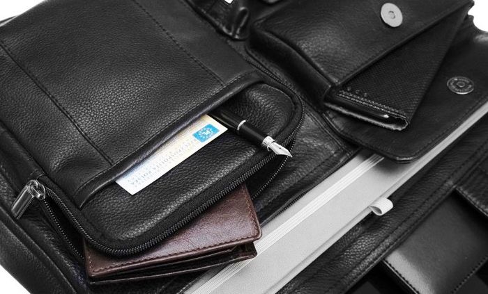 Чоловіча шкіряна сумка-портфоліо для ноутбука 15,6 дюйма завжди дика чорна купити недорого в Ти Купи