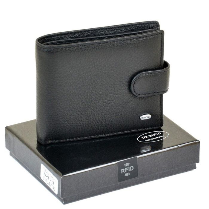Кожаный кошелек Classik DR. BOND RFID M4 black купить недорого в Ты Купи