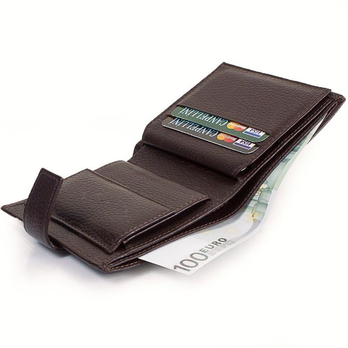Мужской кошелек CANPELLINI карманный из натуральной кожи купить недорого в Ты Купи