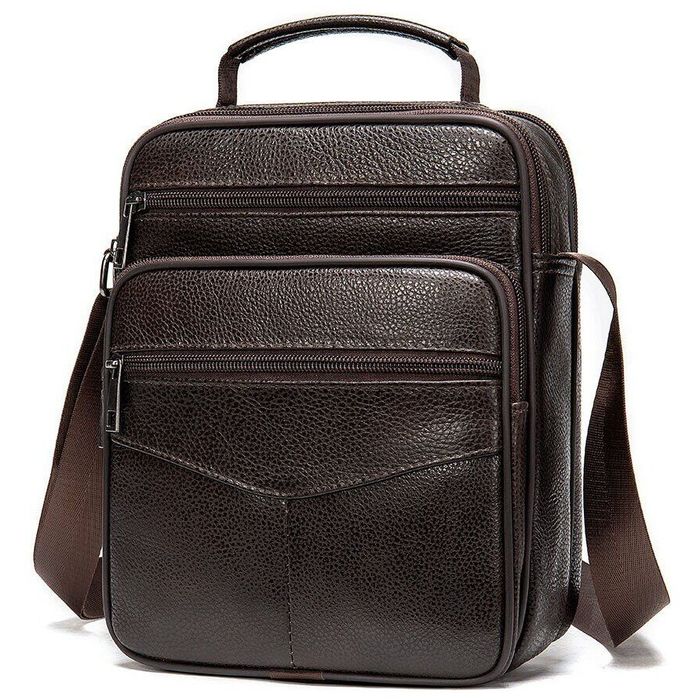 Мужская кожаная тёмно-коричневая сумка Vintage 14991 купить недорого в Ты Купи