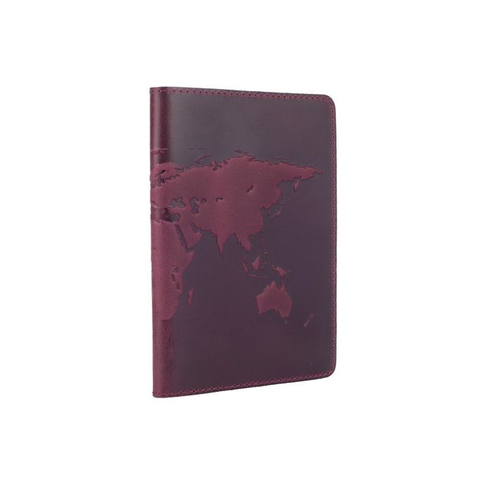 Обкладинка для паспорта зі шкіри HiArt PC-01 Shabby Plum World Map Фіолетовий купити недорого в Ти Купи