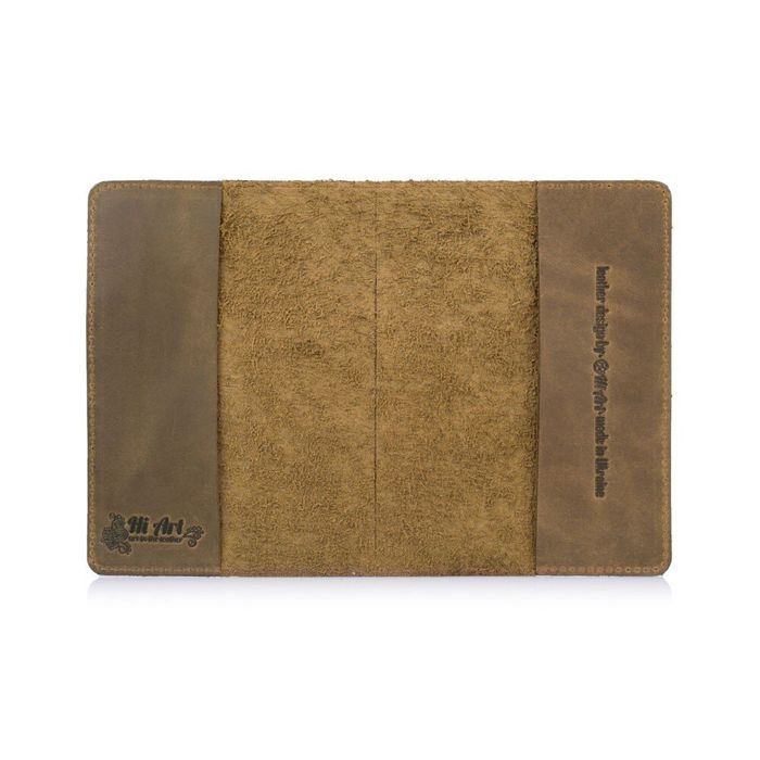 Шкіряна обкладинка на паспорт HiArt PC-01 Mehendi Art оливкова Оливковий купити недорого в Ти Купи