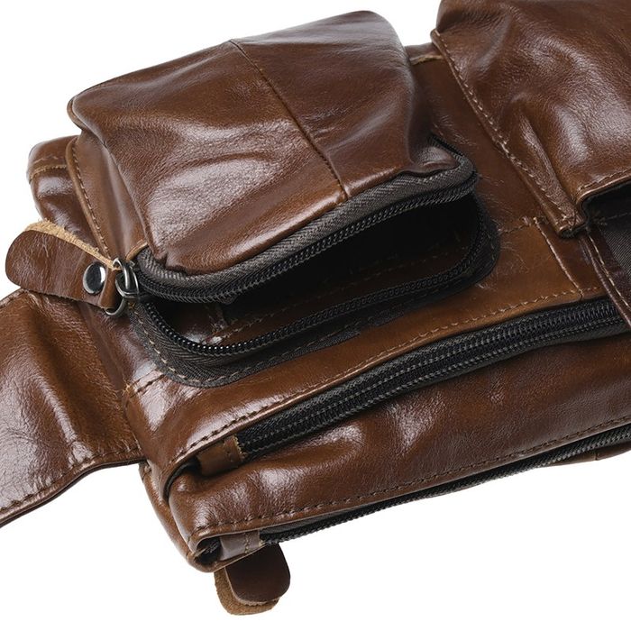 Мужская кожаная поясная сумка Keizer k1886-brown купить недорого в Ты Купи