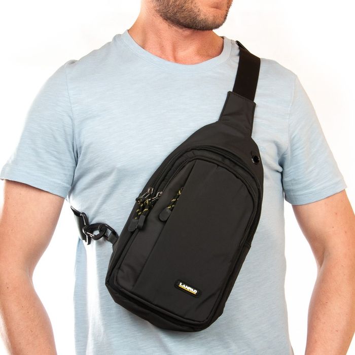 Мужская сумка-слинг Lanpad 83017 black купить недорого в Ты Купи