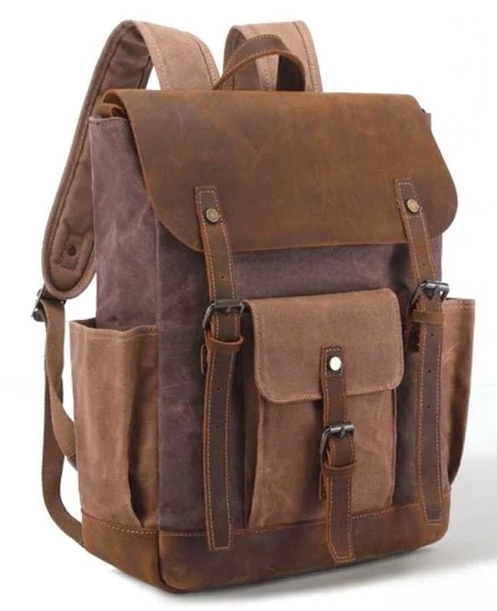 Комбинированный коричневый рюкзак Vintage 20057 купить недорого в Ты Купи
