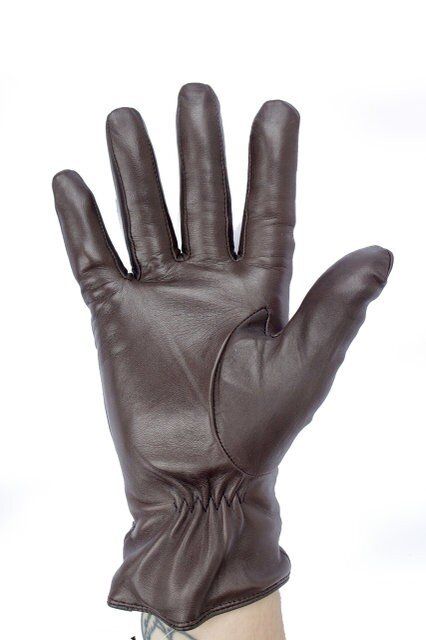 Темно-коричневые кожаные женские перчатки Shust Gloves купить недорого в Ты Купи