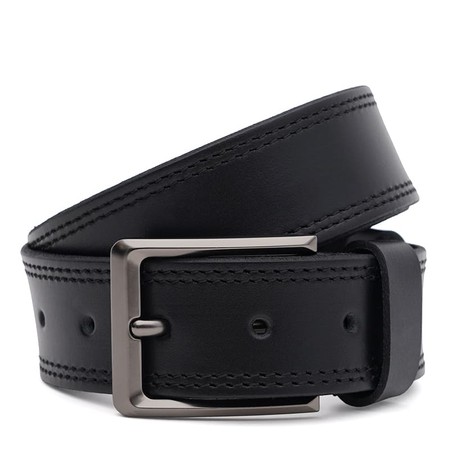 Мужской кожаный ремень Borsa Leather 125vfx80-black купить недорого в Ты Купи