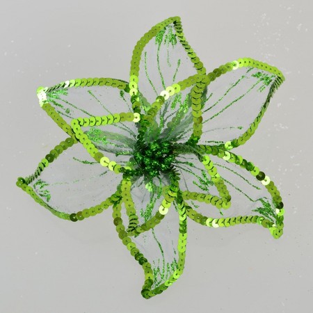 Цветок пуансеттии “Роскошь” полупрозрачный зеленый, 23*23 см Новогодько 750302 купить недорого в Ты Купи
