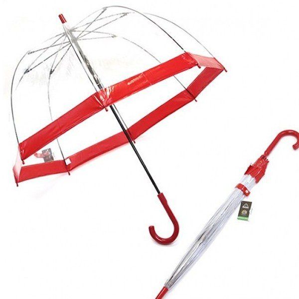 Механічна жіноча прозора парасолька-тростина FULTON BIRDCAGE-1 L041 - RED купити недорого в Ти Купи