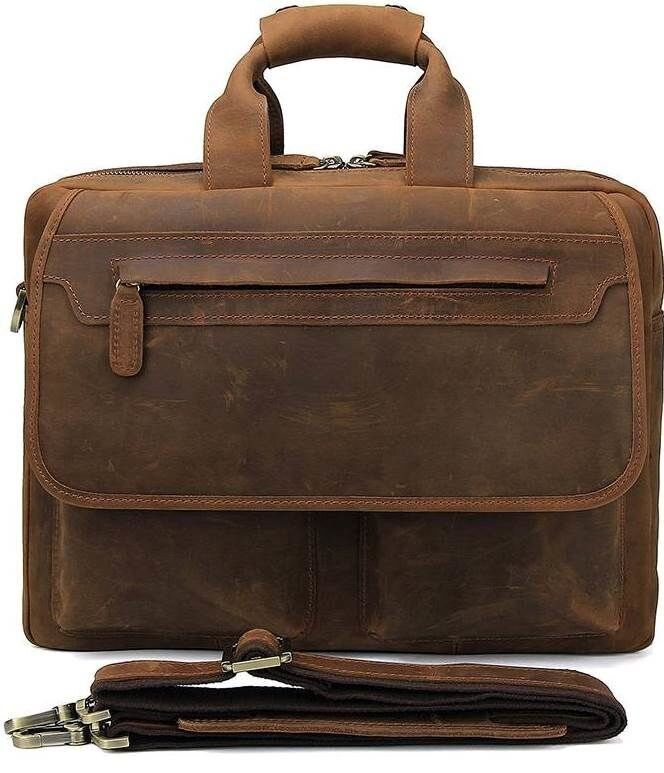 Ділова шкіряна сумка Vintage 14563 Коричневий купити недорого в Ти Купи