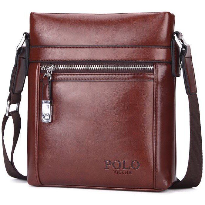 Мужская коричневая сумка через плечо Polo 8806-1 купить недорого в Ты Купи