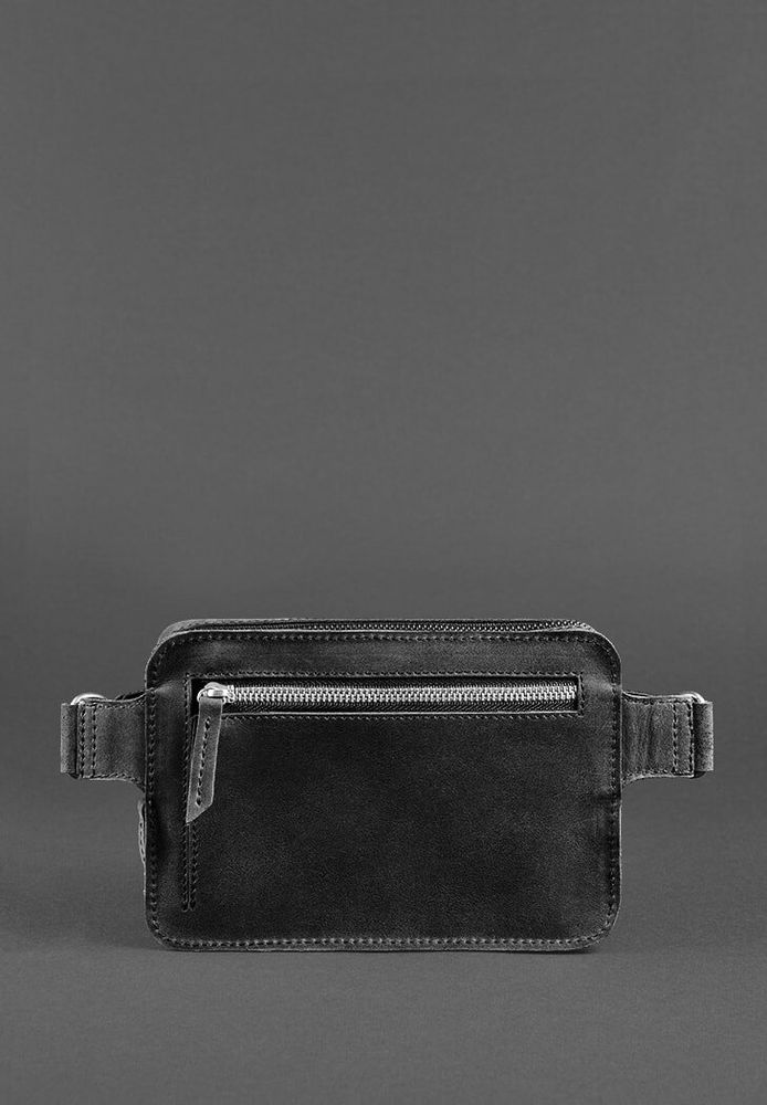 Кожаная поясная сумка Dropbag Mini черная Crazy Horse BlankNote bn-bag-6-g-kr купить недорого в Ты Купи