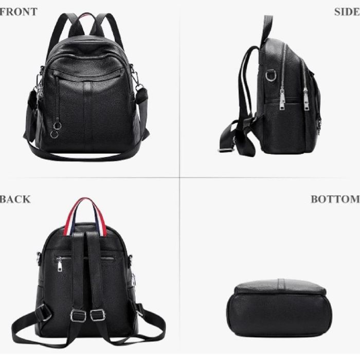 Женский кожаный черный рюкзак Olivia Leather F-FL-NWBP27-1138A купить недорого в Ты Купи