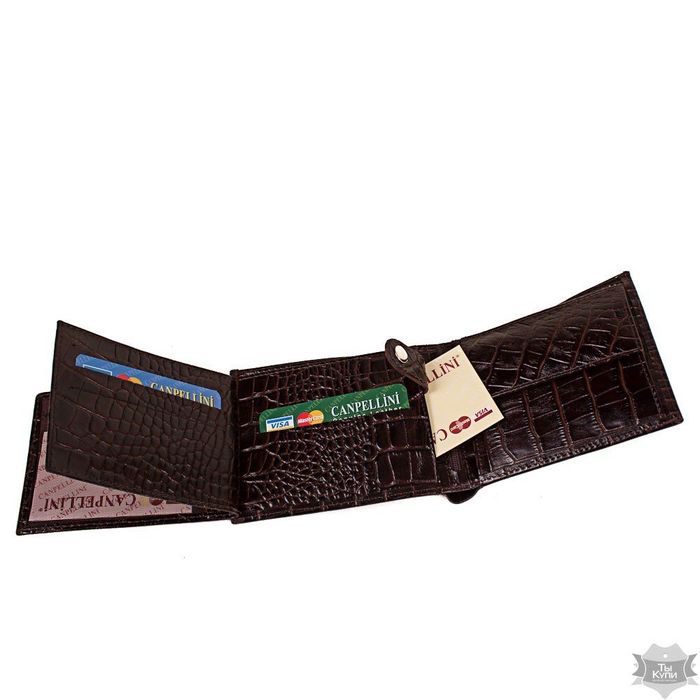 Чоловічий шкіряний гаманець CANPELLINI коричневий SHI1042-10 купити недорого в Ти Купи