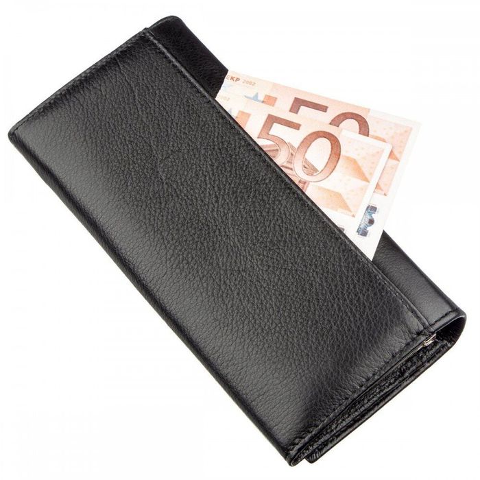 Жіночий чорний гаманець з натуральної шкіри ST Leather 18870 Чорний купити недорого в Ти Купи