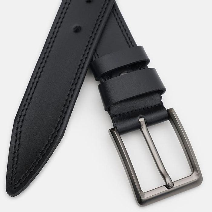 Мужской кожаный ремень Borsa Leather 125vfx80-black купить недорого в Ты Купи