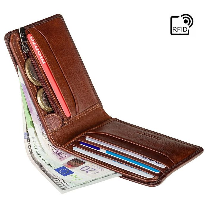 Мужской кожаный кошелек Visconti AT63 Roland c RFID (Burnish Tan) купить недорого в Ты Купи